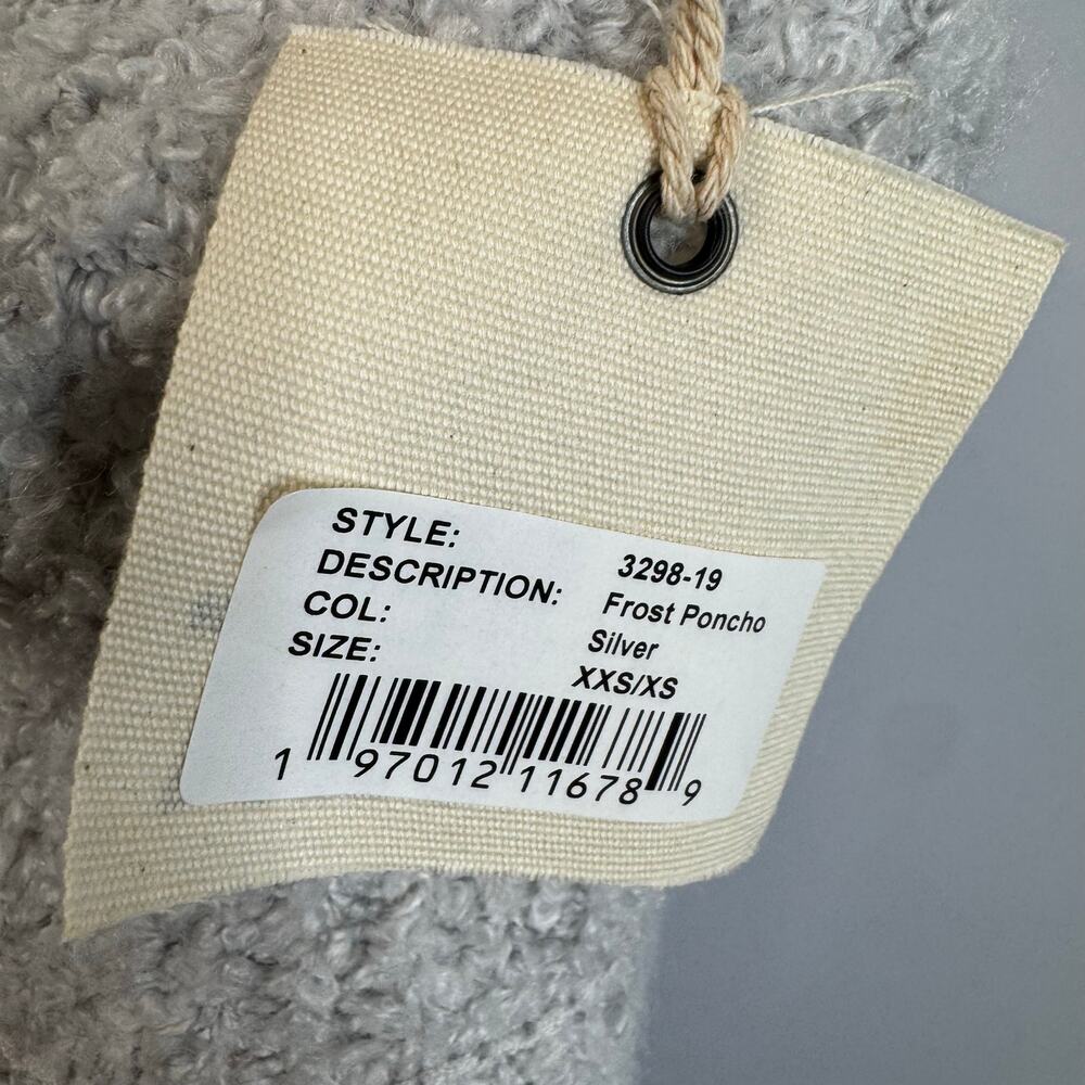 Ser.O.Ya Frost Poncho Wool Blend Fringe Hem Boho Silver Beige Women's XXS/XS - Picture 12 of 14